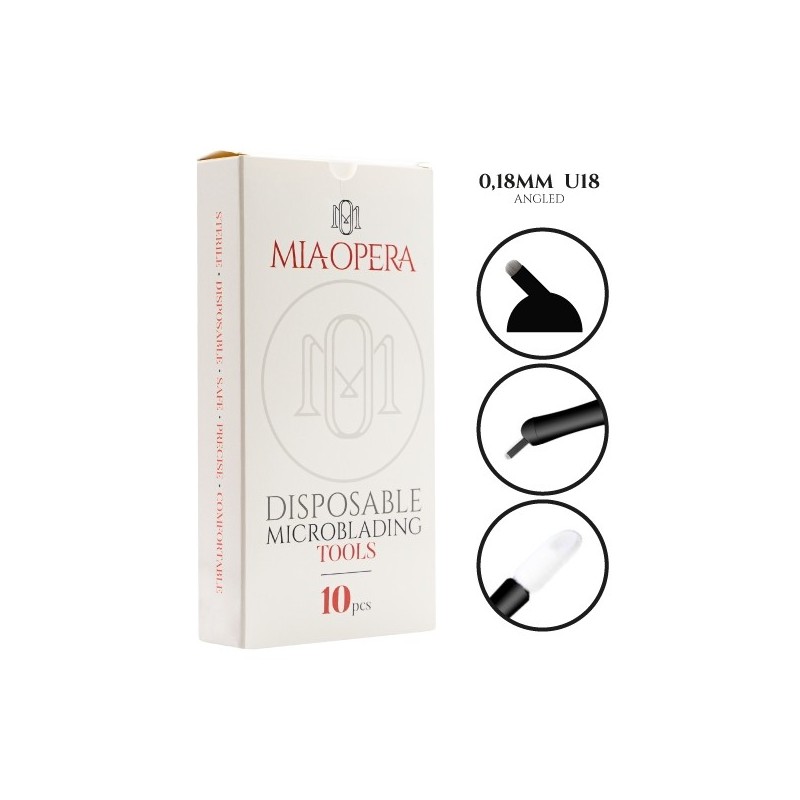 Miaopera Disposable Microblading Tools 10pcs - 0,18mm U18 Angled