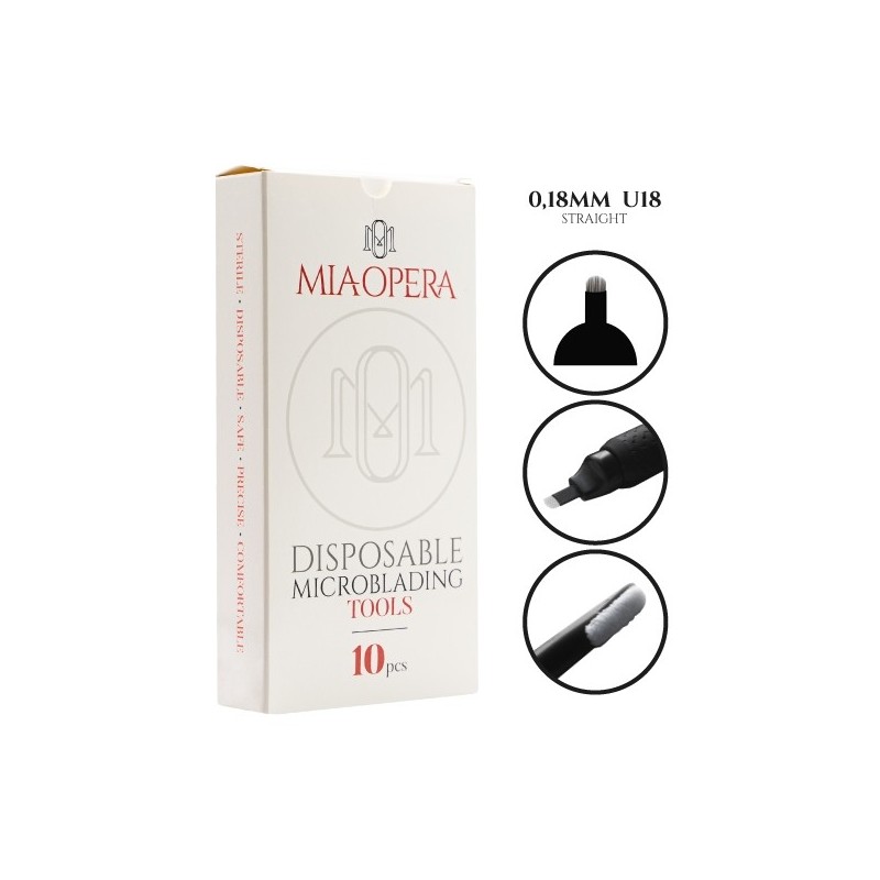 Miaopera Disposable Microblading Tools 10pcs - 0,18mm U18 Straight