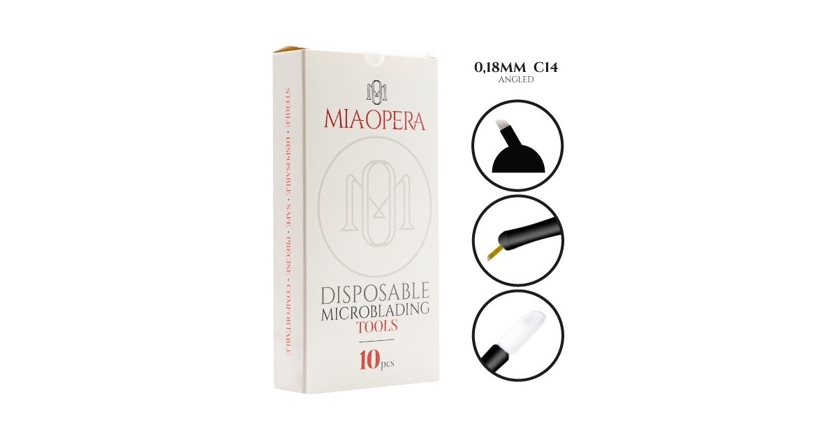Miaopera Disposable Microblading Tools 10pcs - 0,18mm C14 Angled