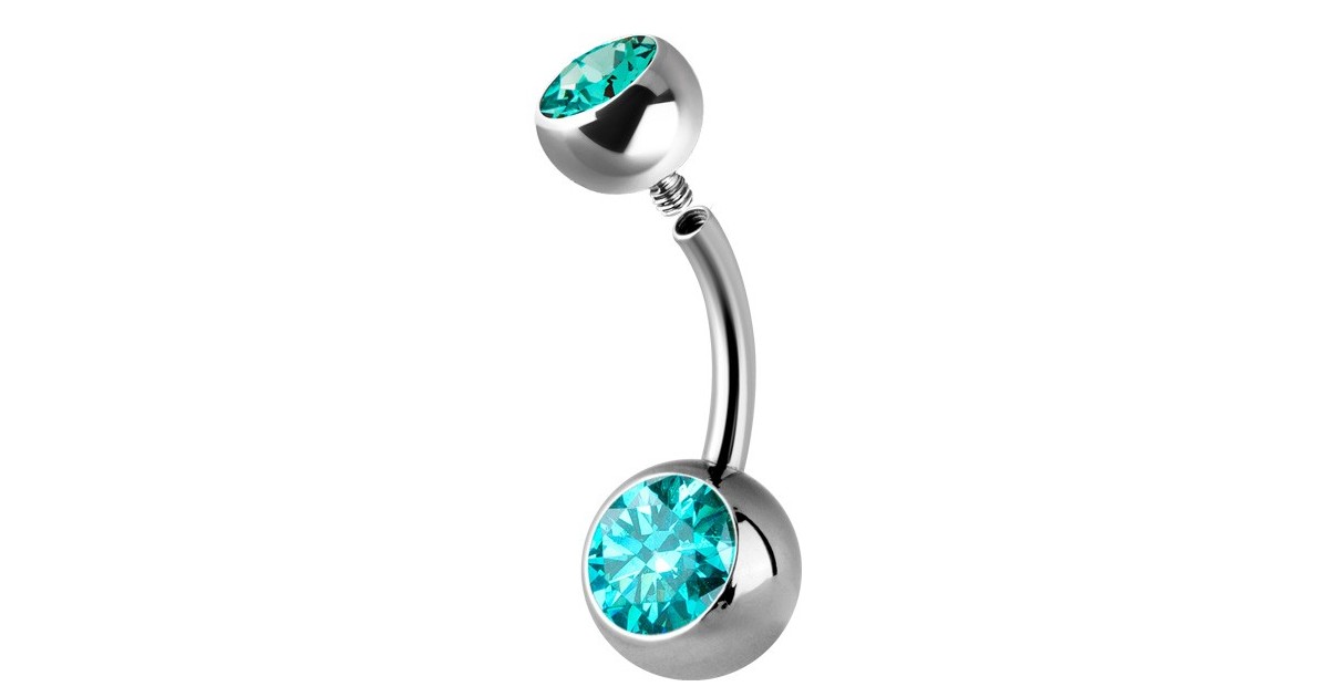 Titanium Double Jewelled Internal Banana Titanium Double Jewelled Internal Banana