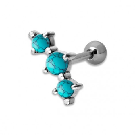 Helix Turquoise 3 Stones 1,2x6mm