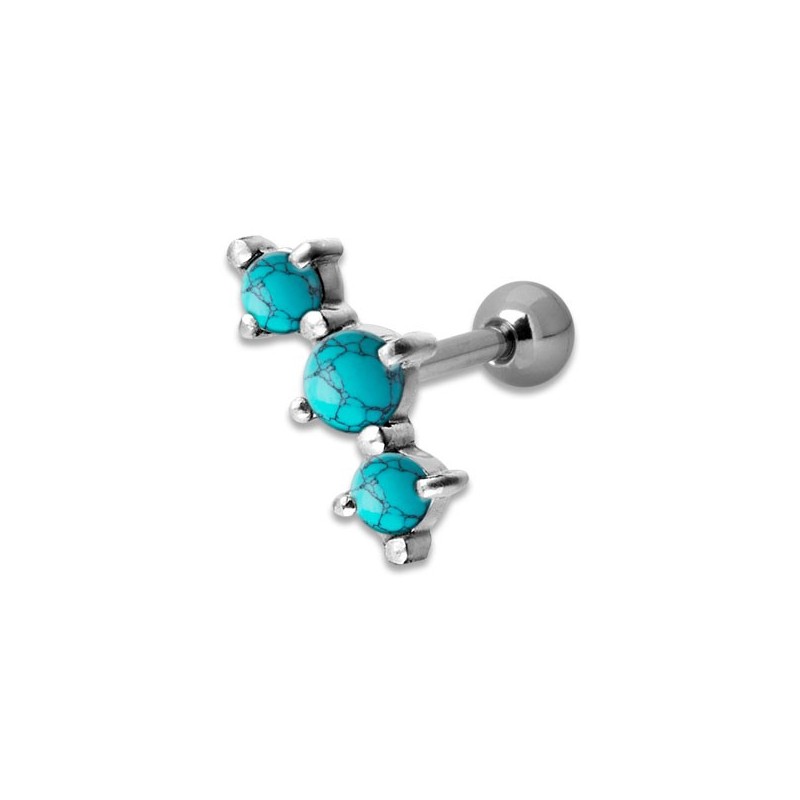 Helix Turquoise 3 Stones 1,2x6mm