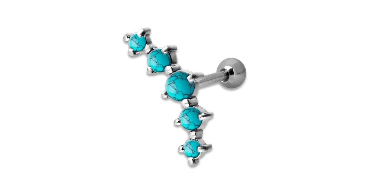 Helix Turquoise 5 Stones 1,2x6mm Helix Turquoise 5 Stones 1,2x6mm