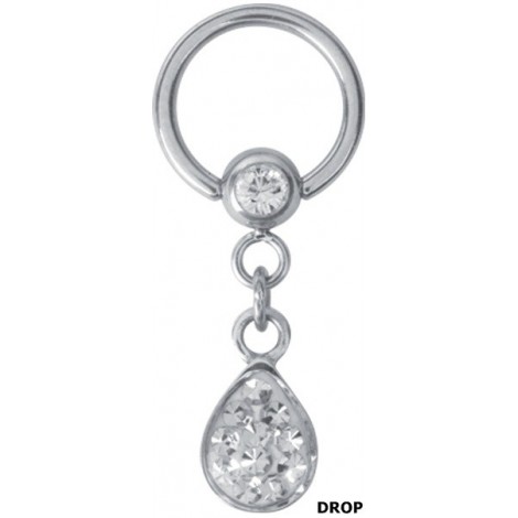 Jewelled Bcr With Crystal Dangle