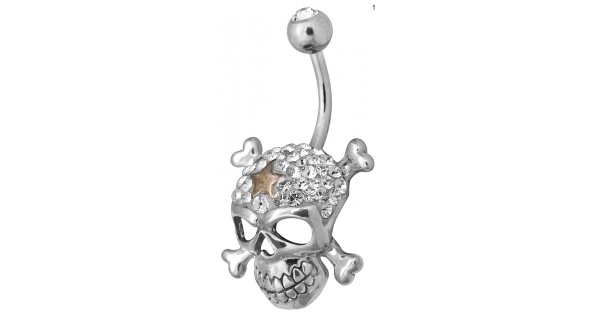 Ce Titanium Crystal Crossbone Skull