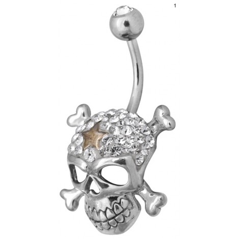 Ce Titanium Crystal Crossbone Skull