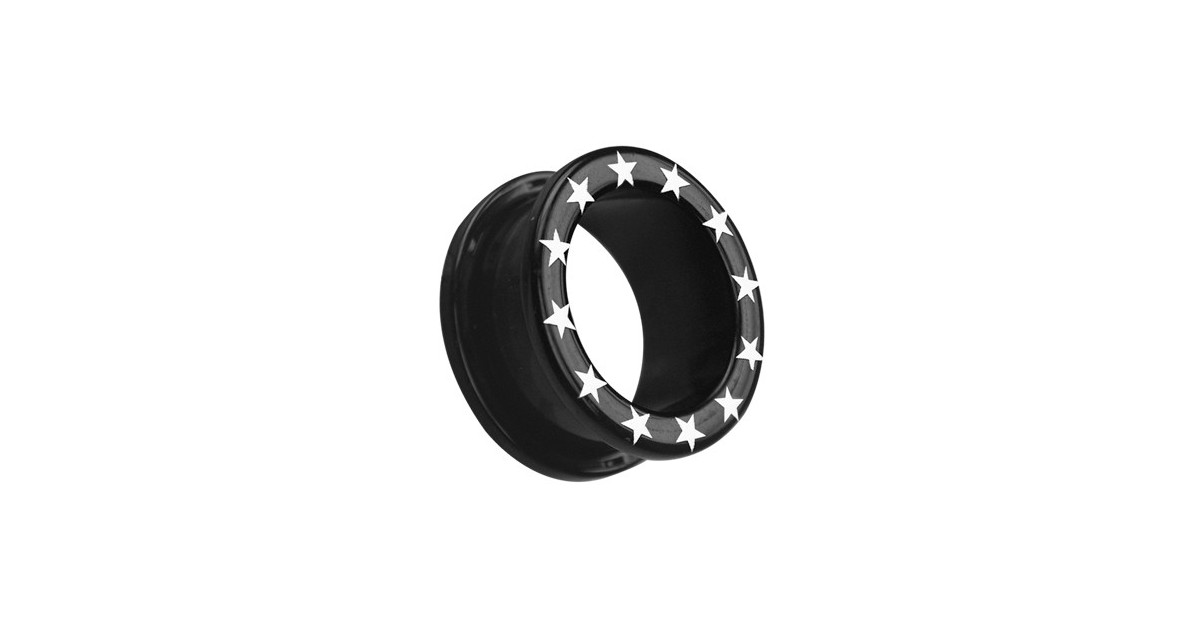 Uv Flesh Tunnels Black W/star