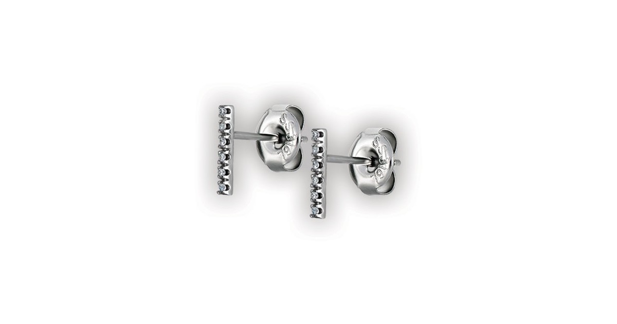 Long Bar Studs W/ Micropave Setting Wh Long Bar Studs W/ Micropave Setting Wh