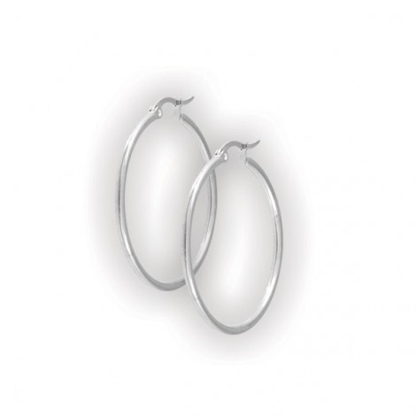 Steel Round Hoop Earrings (2mm)