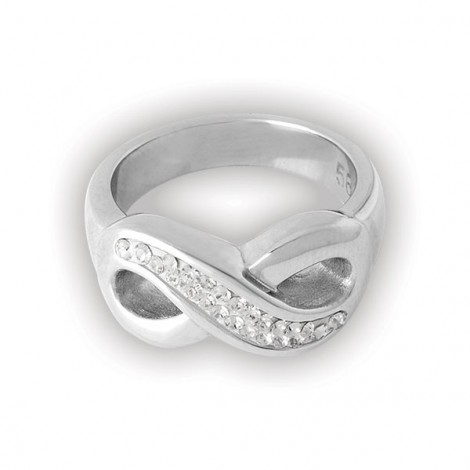 Steel Crystal Infinity Ring