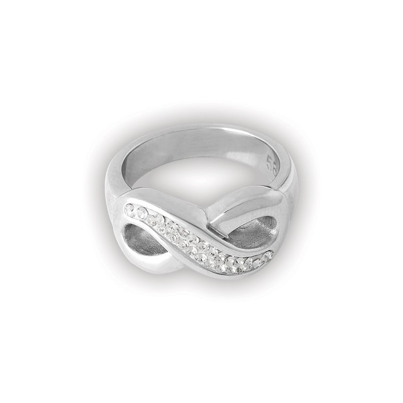 Steel Crystal Infinity Ring