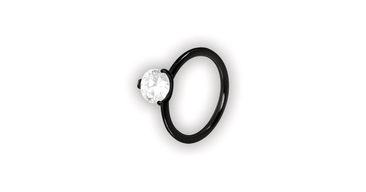 Bk 316 Steel Ring W/round Crystal Stone