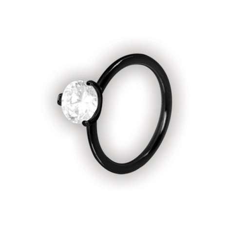 Bk 316 Steel Ring W/round Crystal Stone