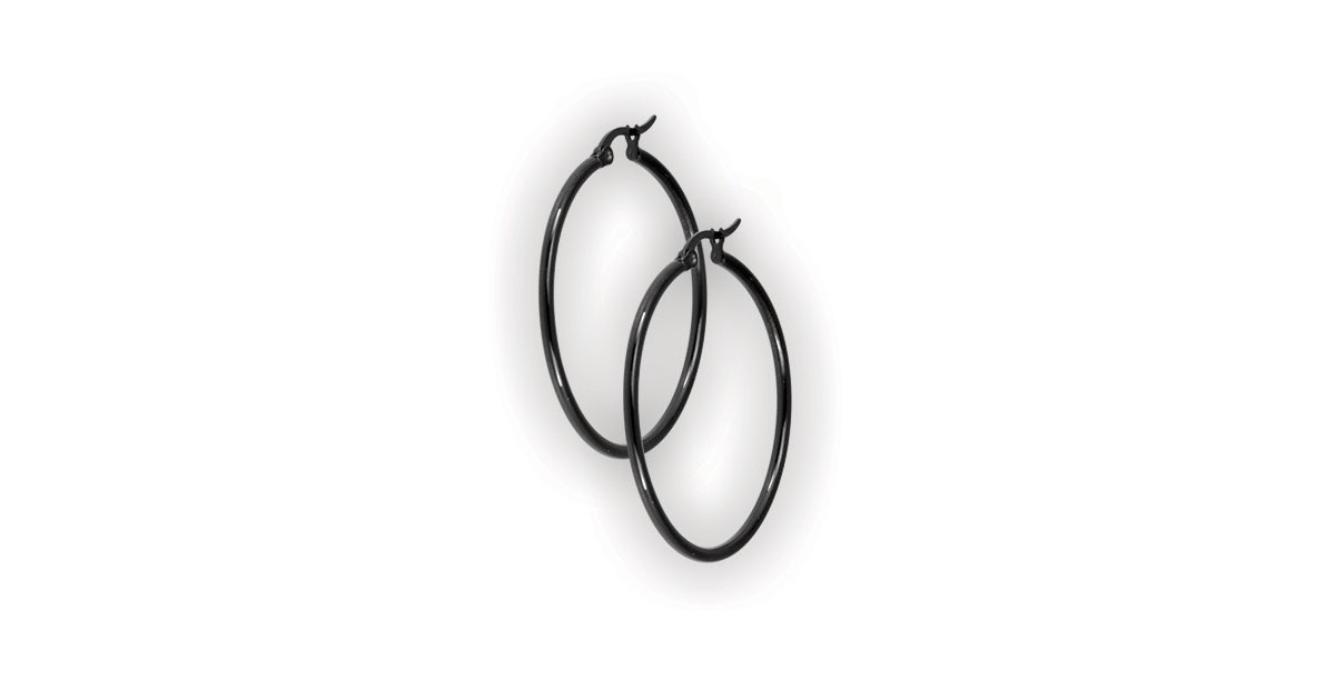 Bk 316 Steel Round Hoop Earrings (2mm) Bk 316 Steel Round Hoop Earrings (2mm)