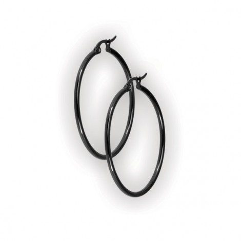 Bk 316 Steel Round Hoop Earrings (2mm)