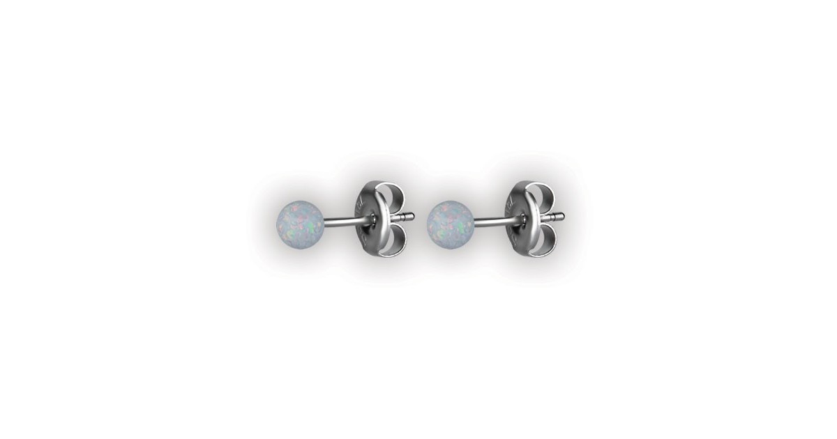 Synthetic Opal Ball Earstuds 3mm Wh/op Synthetic Opal Ball Earstuds 3mm Wh/op