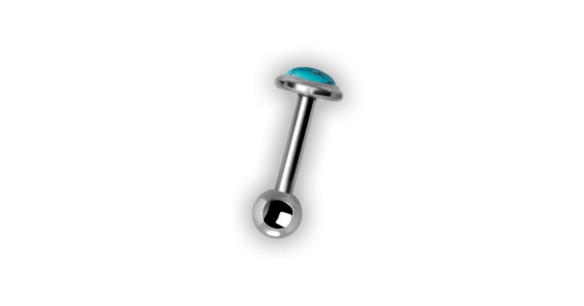 Turquoise Flat Disc Tragus 1,2x6mm Stone 4mm