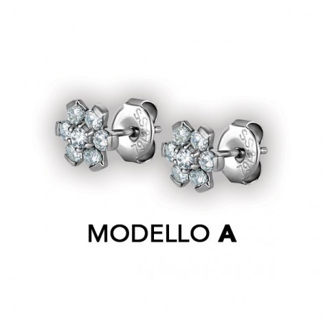 Flower Ear Studs W/ Zirconia Cr