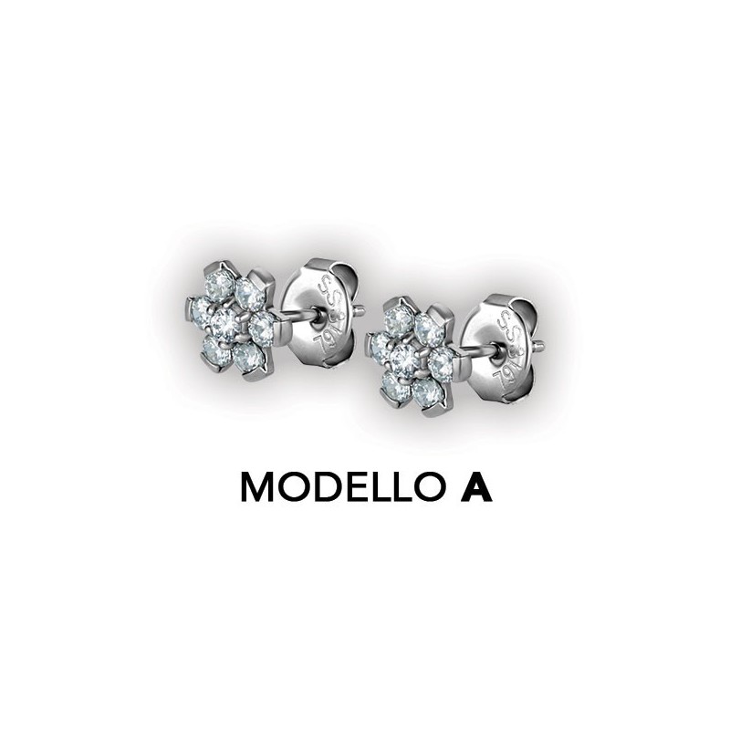 Flower Ear Studs W/ Zirconia Cr