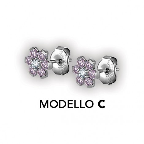 Flower Ear Studs W/ Zirconia Cr