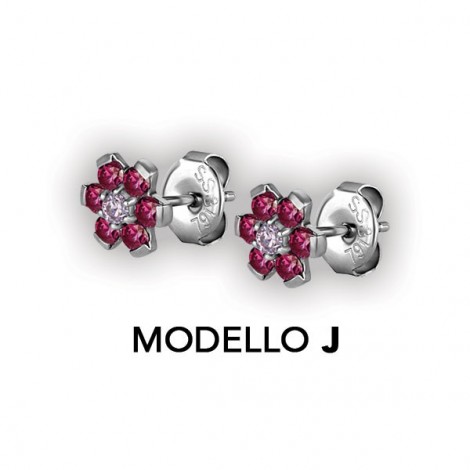 Flower Ear Studs W/ Zirconia Cr