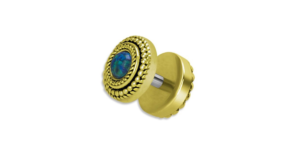 Brass Tribal Opal Fake Plug 1,2x6mm Brass Tribal Opal Fake Plug 1,2x6mm