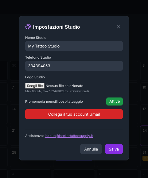 Impostazioni studio